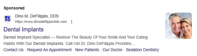 Ad assets and extensions for cosmetic dentistry Google Ads