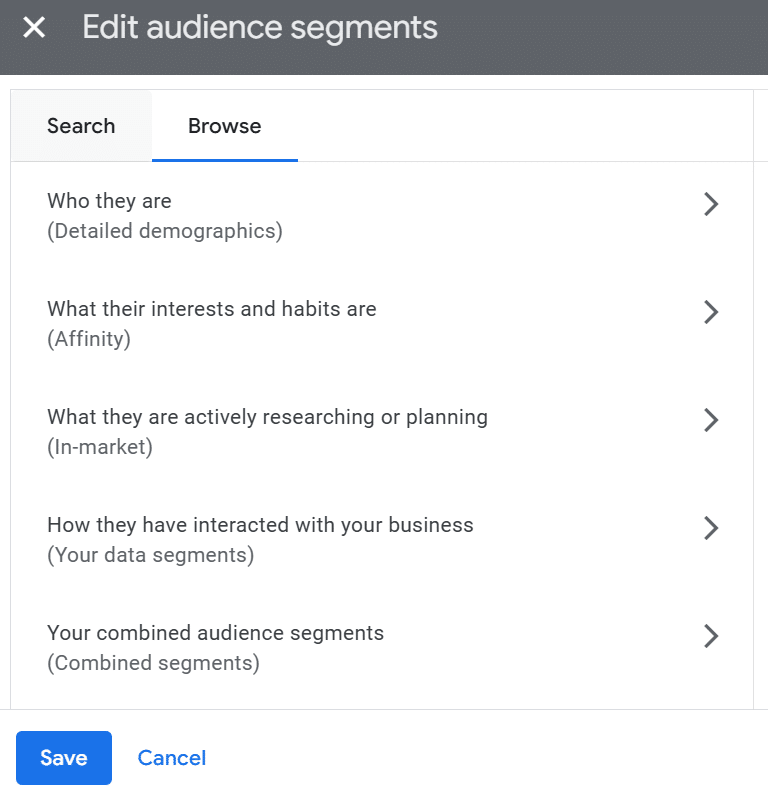 Audience targeting segments for locksmith Google Ads