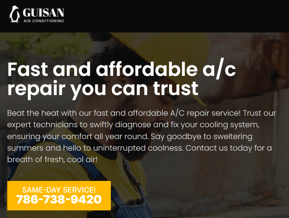 Locksmith landing page example