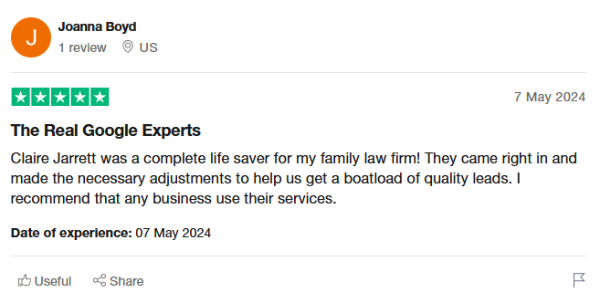Testimonial from Joanna Boyd, family law client