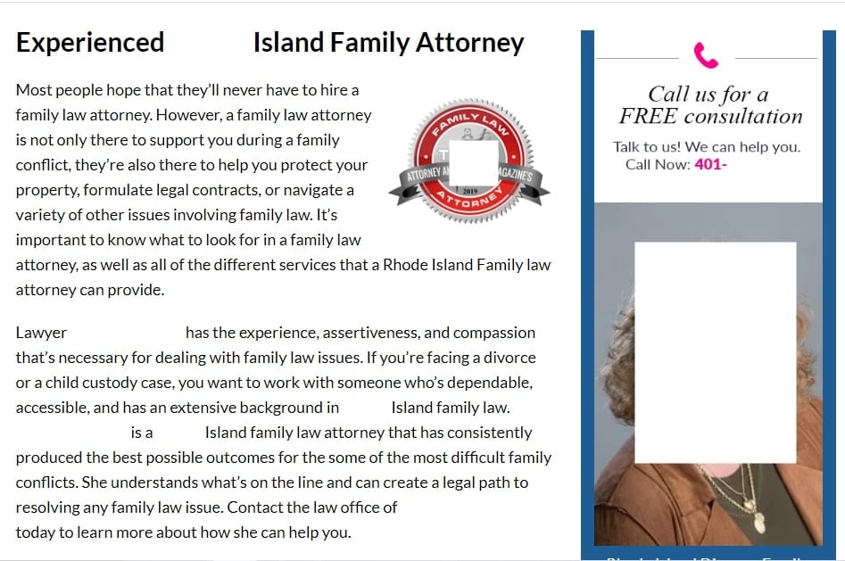 Optimised landing page for a law firm Google Ads campaign